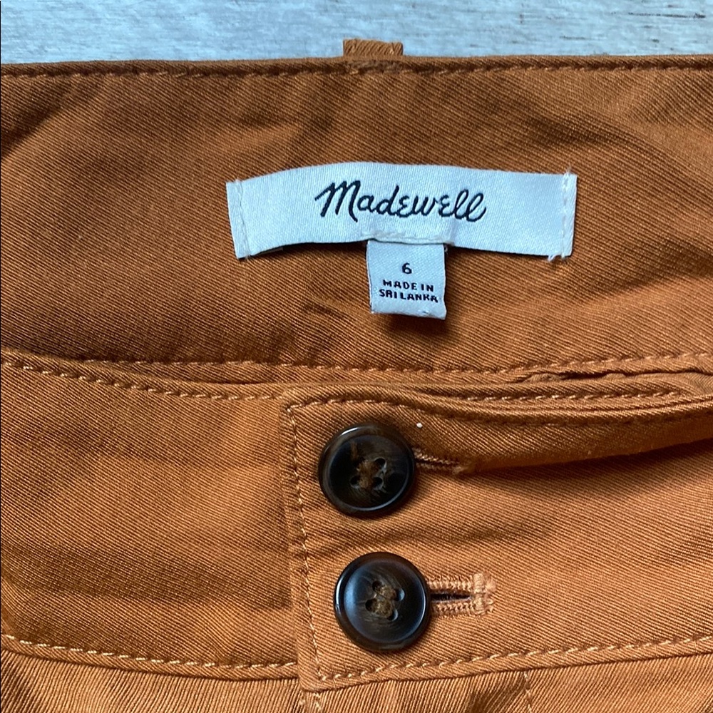 Madewell Wide Leg Pants Size 6 Rust Brown High Rise Button Front Casual Chic - Picture 2 of 13
